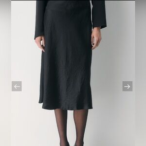 Aritzia Satin Black Midi Skirt